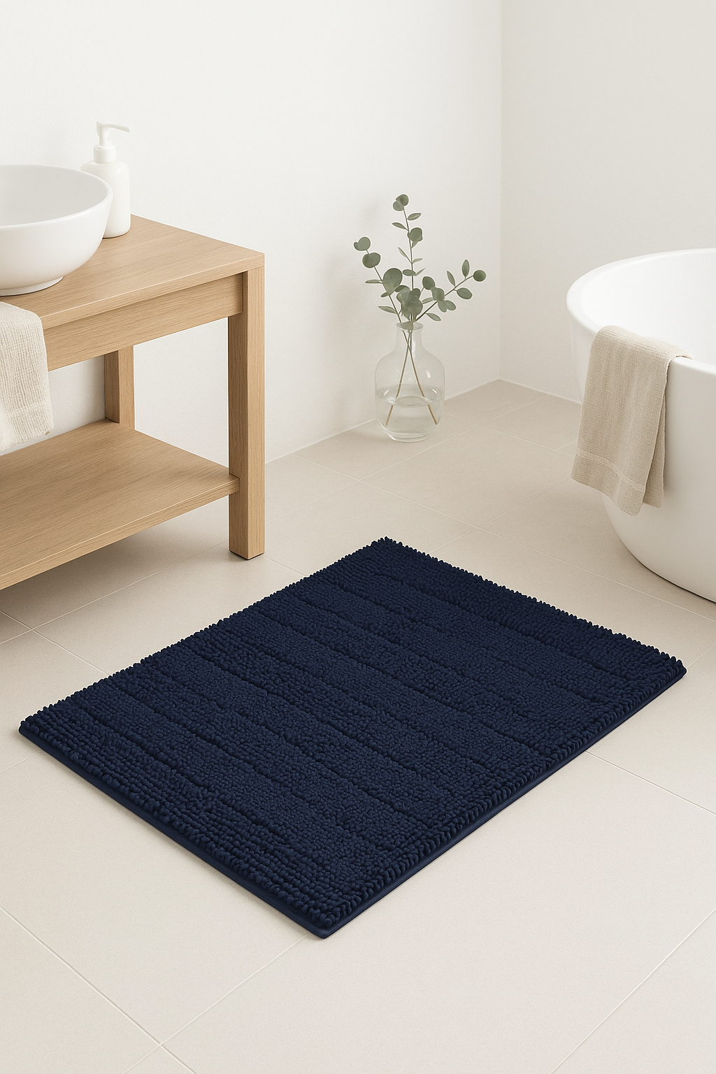 tapis de bain chenille antidérapant absorbant séchage rapide