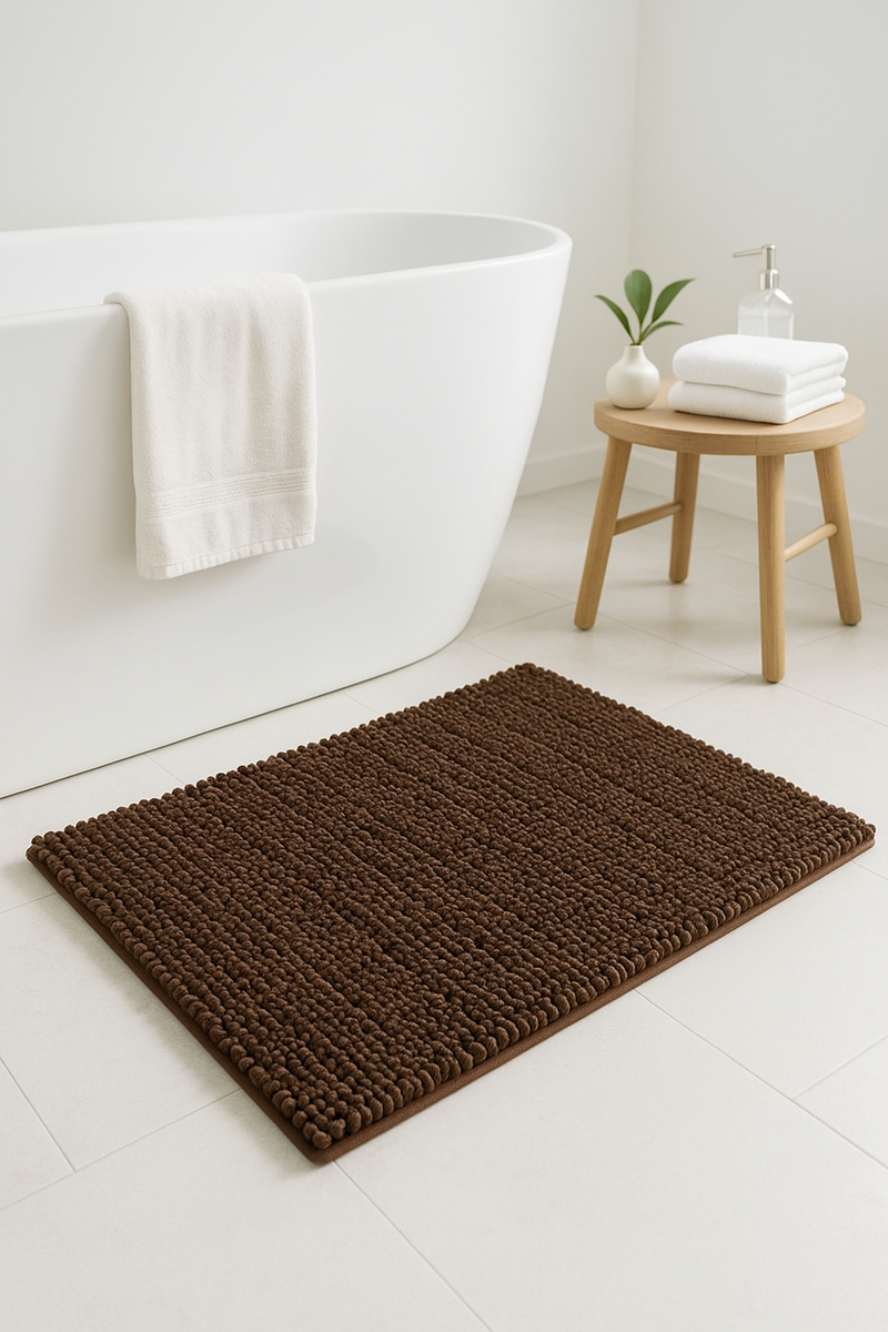 tapis de bain chenille antiderapant ultra absorbant moelleux