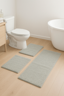 tapis de bain chenille shaggy raye antiderapant 3pcs