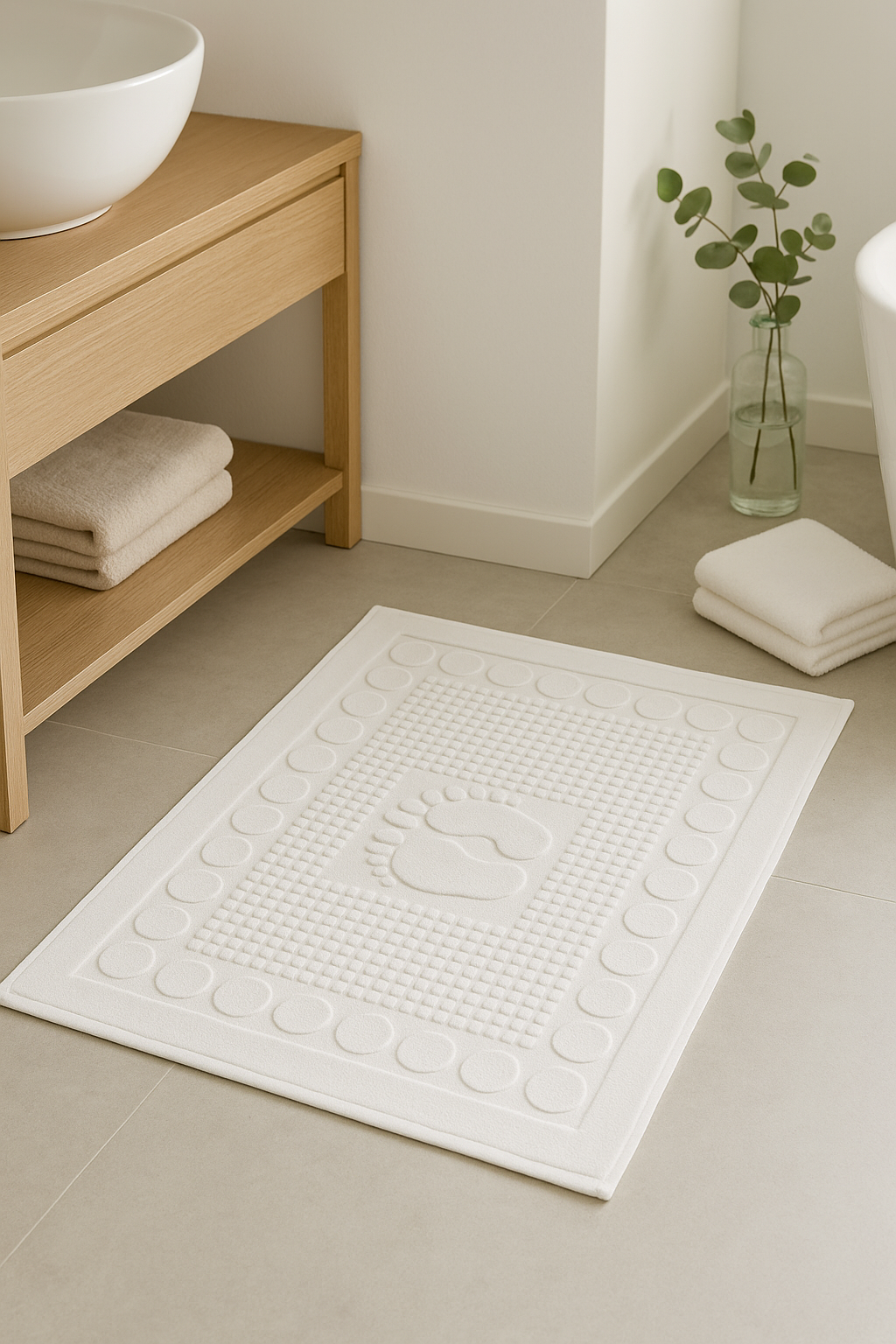 Tapis de bain coton doux motif cartoon moderne