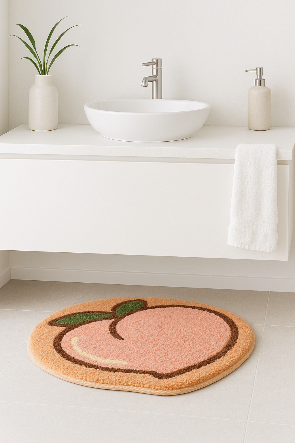 Tapis de bain demi lune fruit moderne antidérapant - vue 3 sur 2
