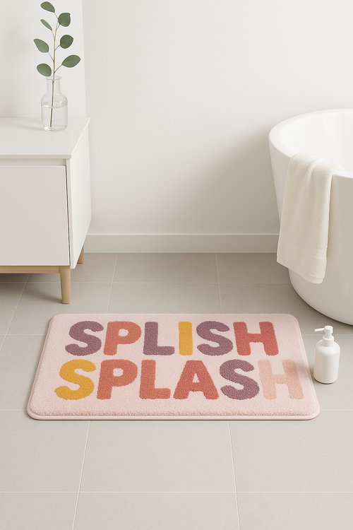 Tapis de bain doux antiderapant motif rayures moderne