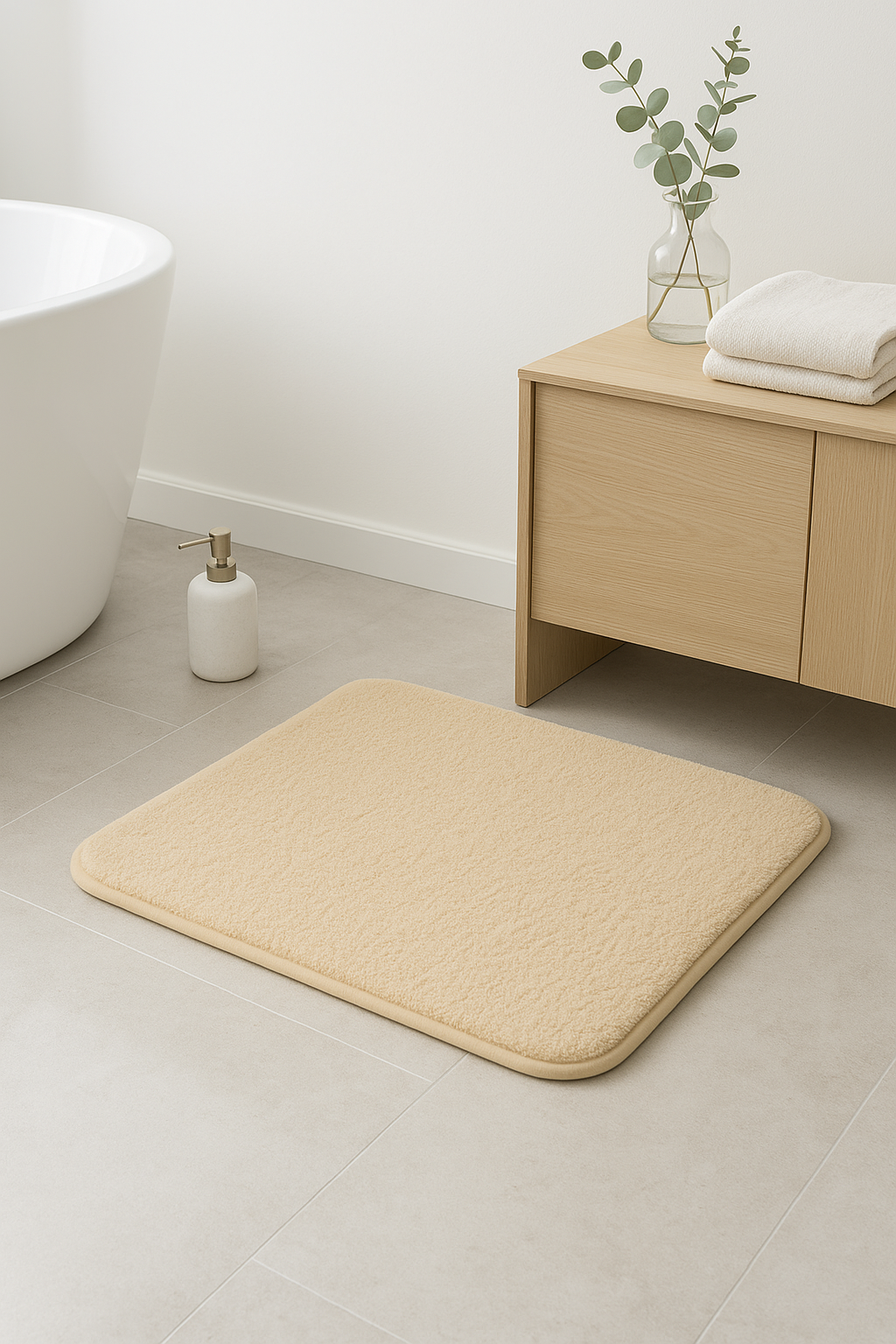 Tapis de bain epais antiderapant poils longs douche