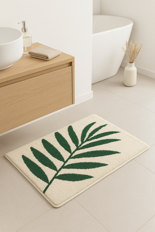 tapis de bain feuilles microfibre antiderapant doux absorbant