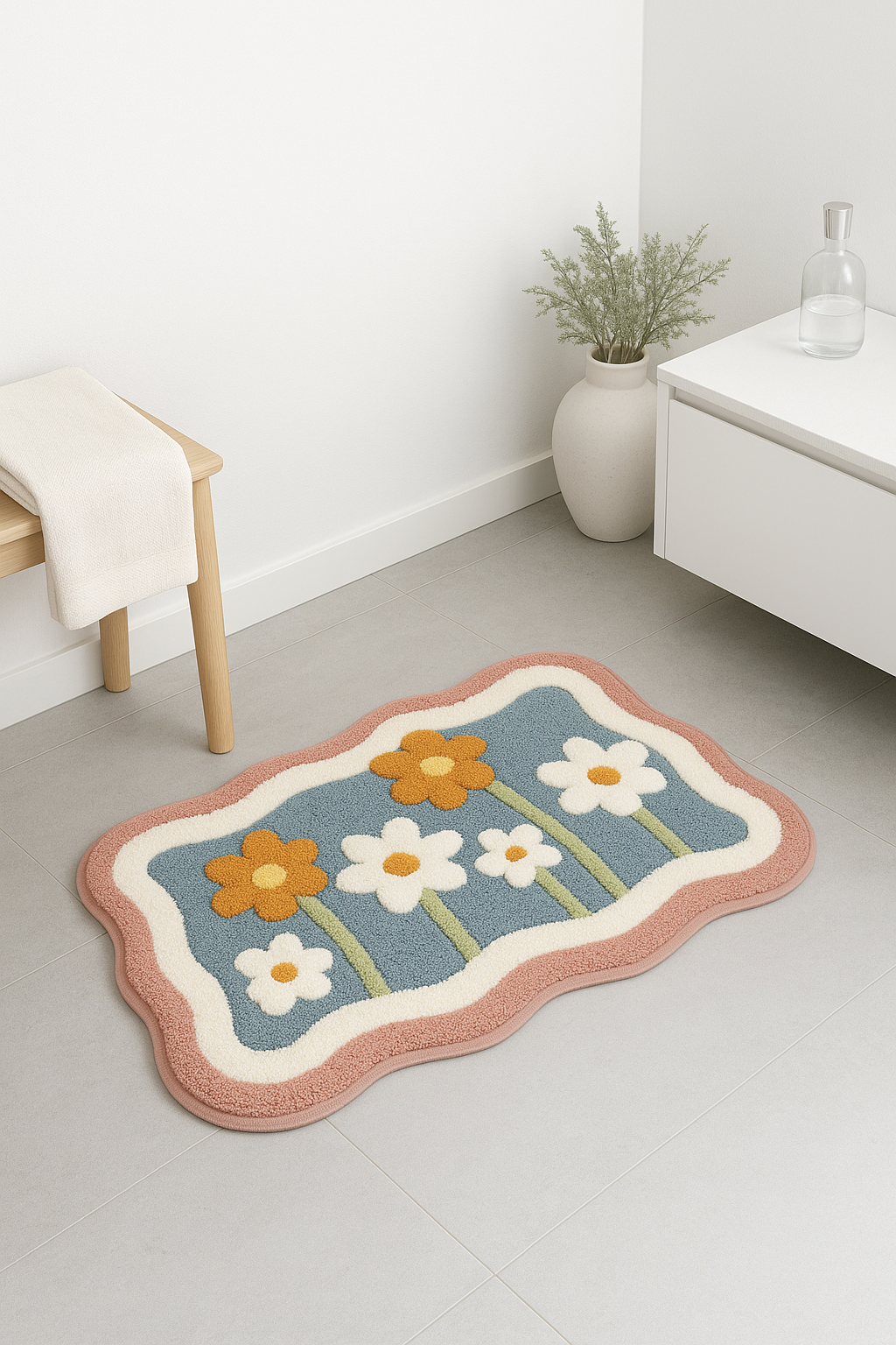Tapis de bain floral moderne antidérapant lavable - vue 3 sur 2