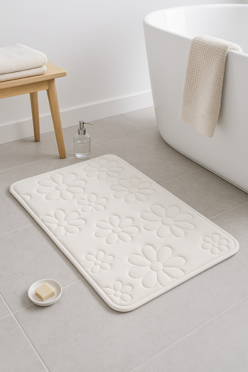 tapis de bain floral mousse memoire antiderapant absorbant