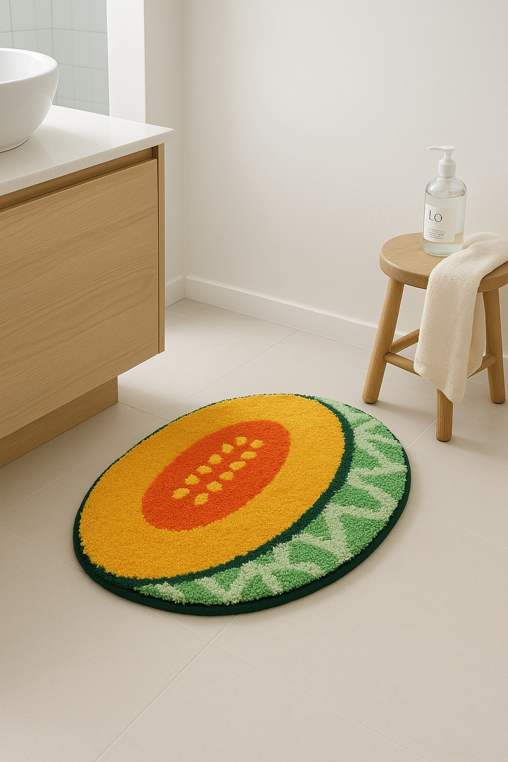 tapis de bain fruit demi rond antiderapant doux - vue 3 sur 2