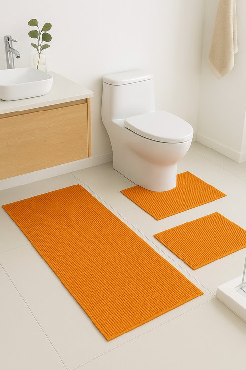 Tapis de bain lot 3 pvc antidérapant minimaliste