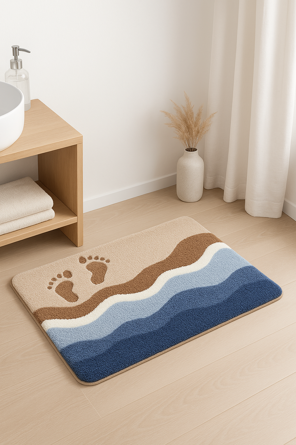 tapis de bain microfibre absorbant antiderapant ondulee moderne - vue 3 sur 2