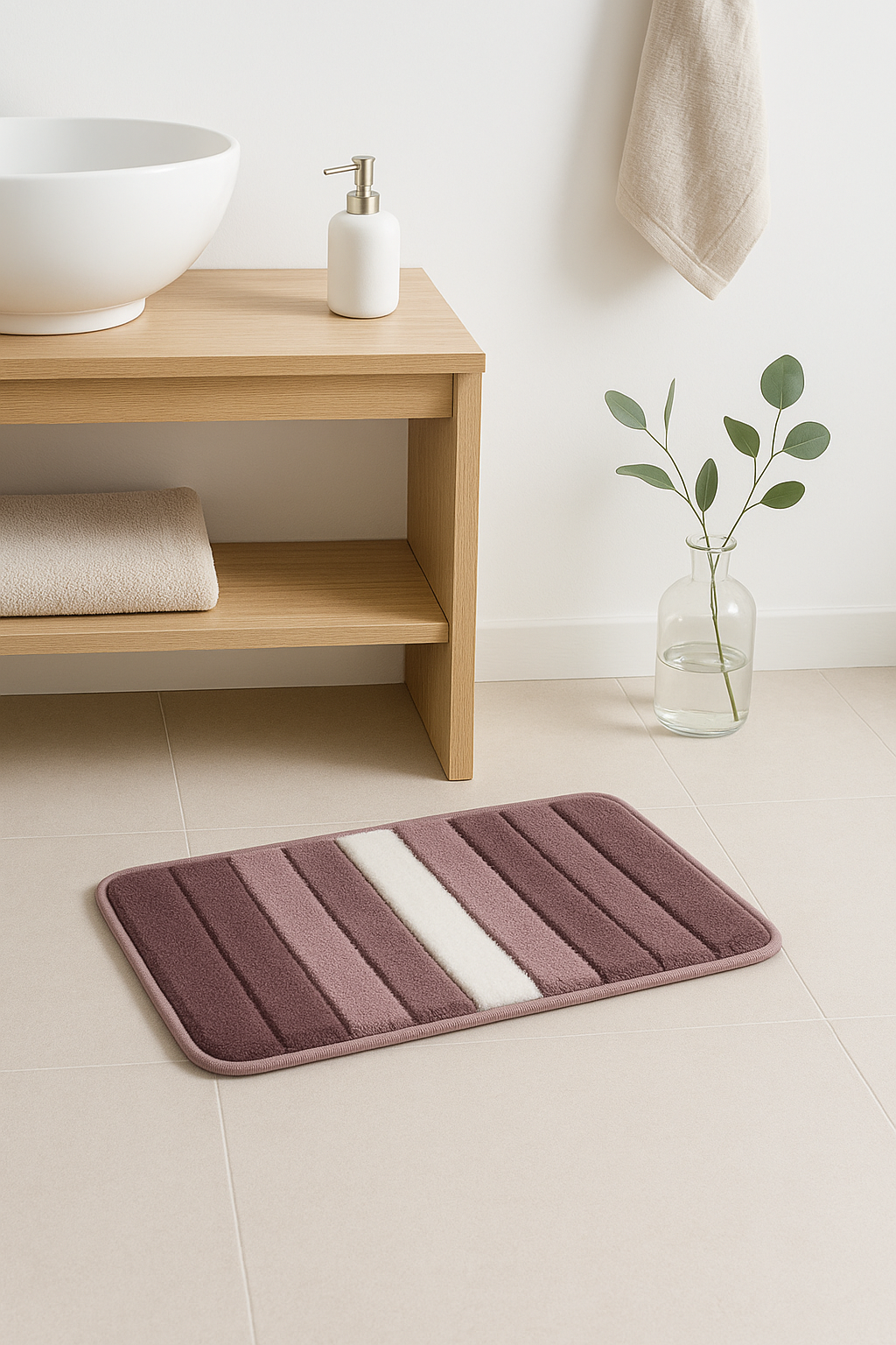 tapis de bain microfibre antiderapant motif geometrique - vue 3 sur 2