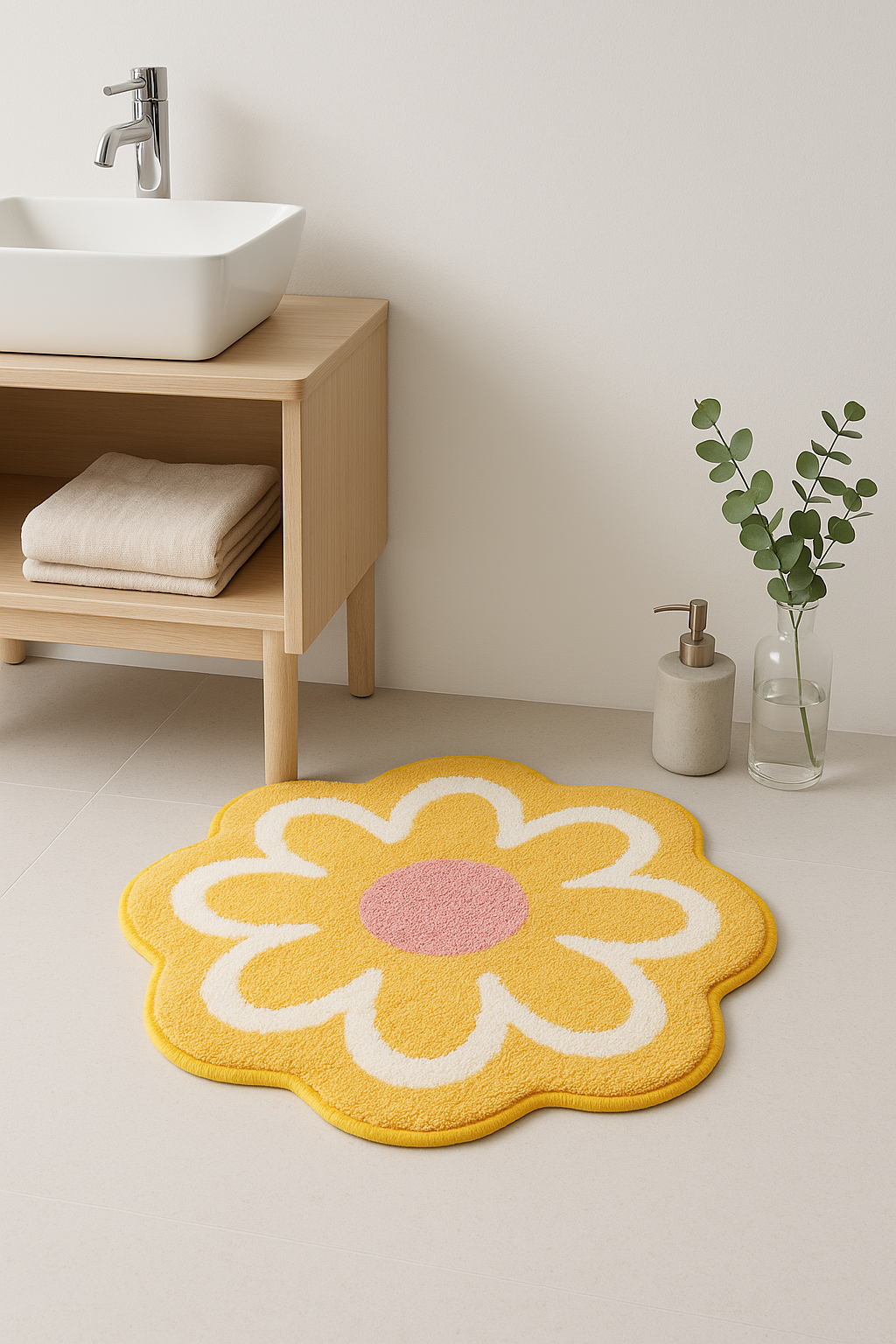 Tapis de bain microfibre motif floral antiderapant absorbant