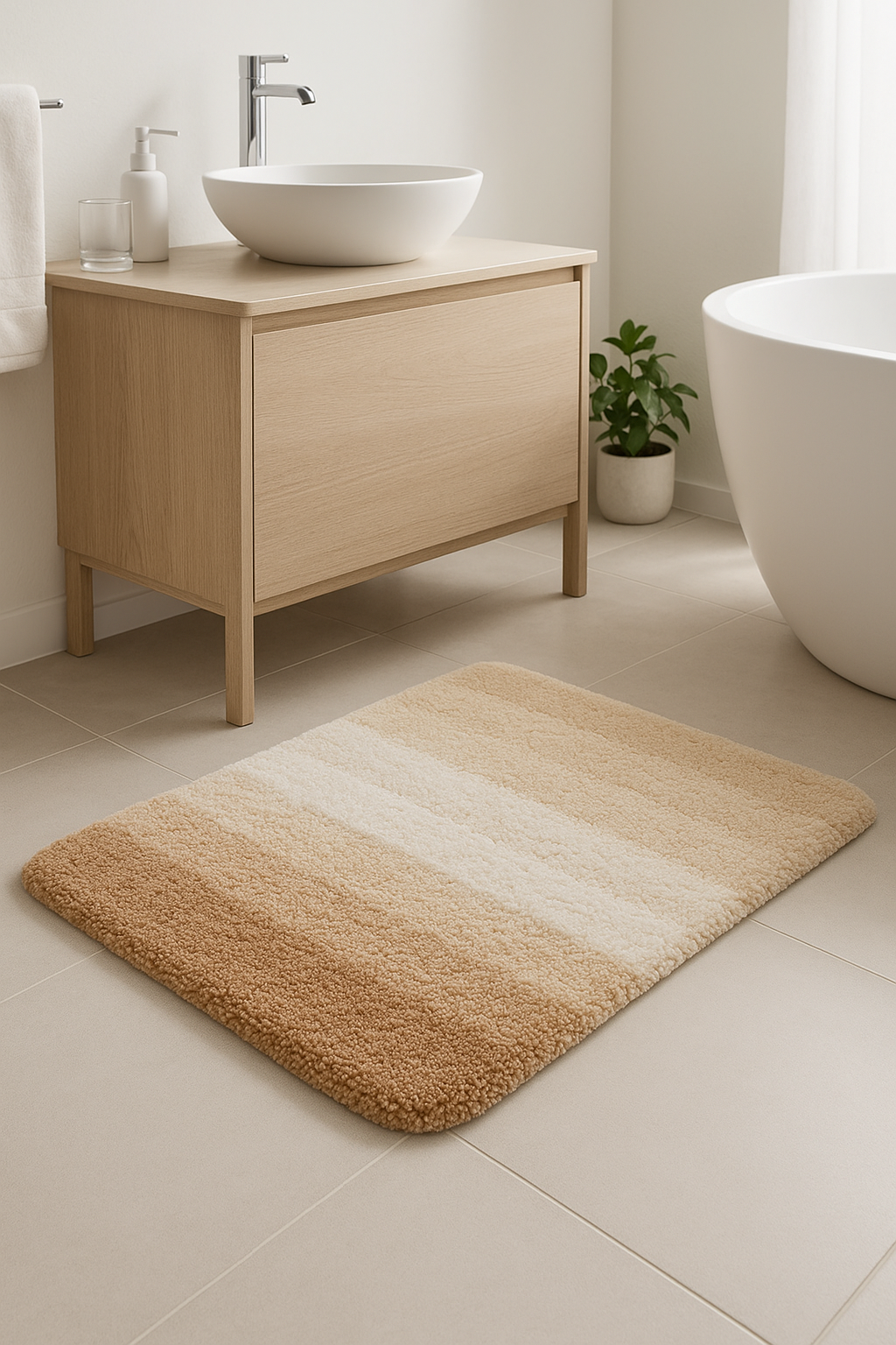 Tapis de bain moelleux antidérapant absorbant décoratif - vue 3 sur 2