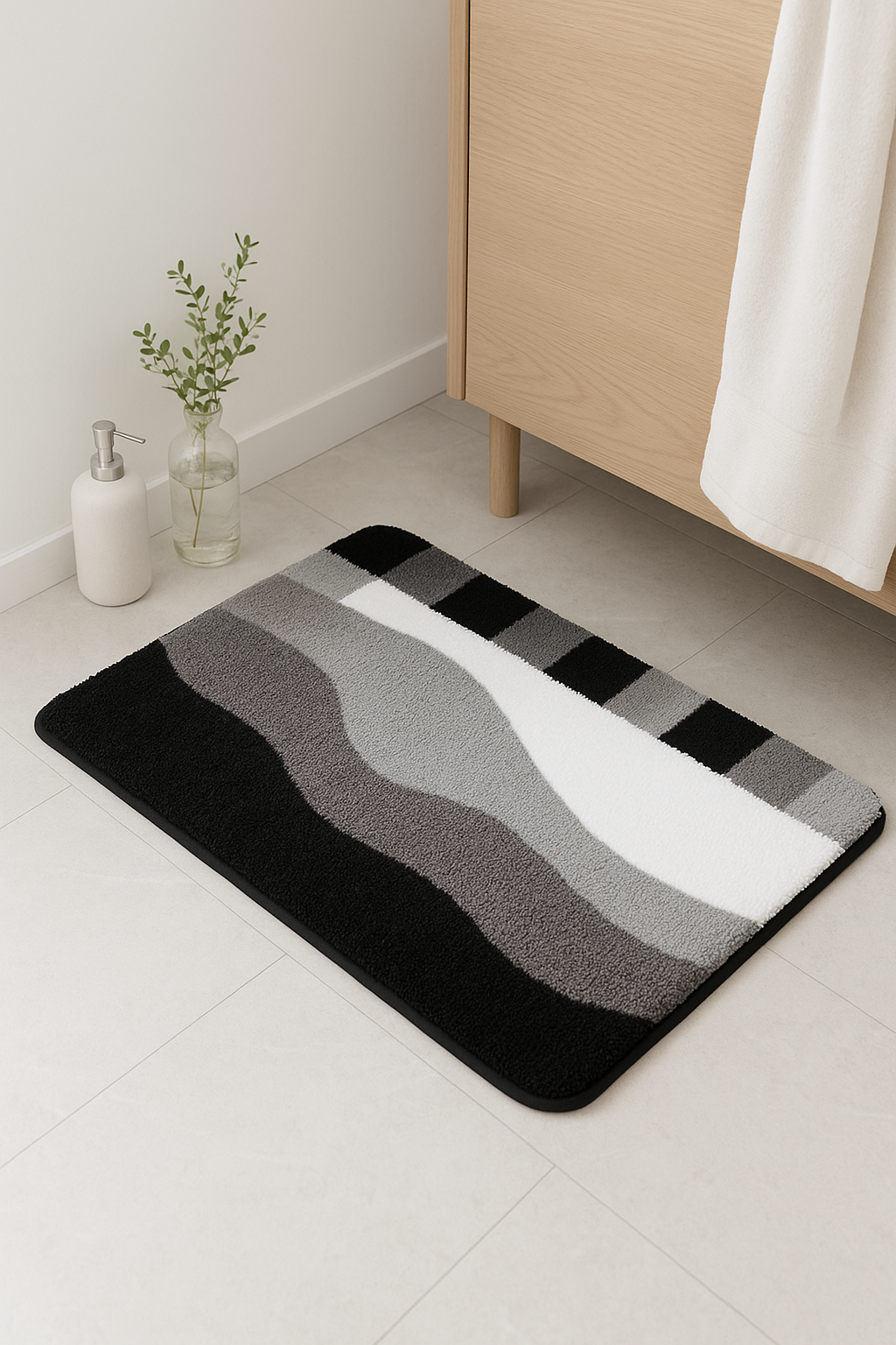 tapis de bain moelleux microfibre antiderapant style cartoon