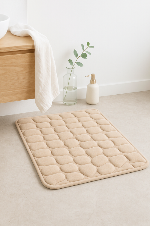 Tapis de bain motif pavés mousse mémoire antidérapant