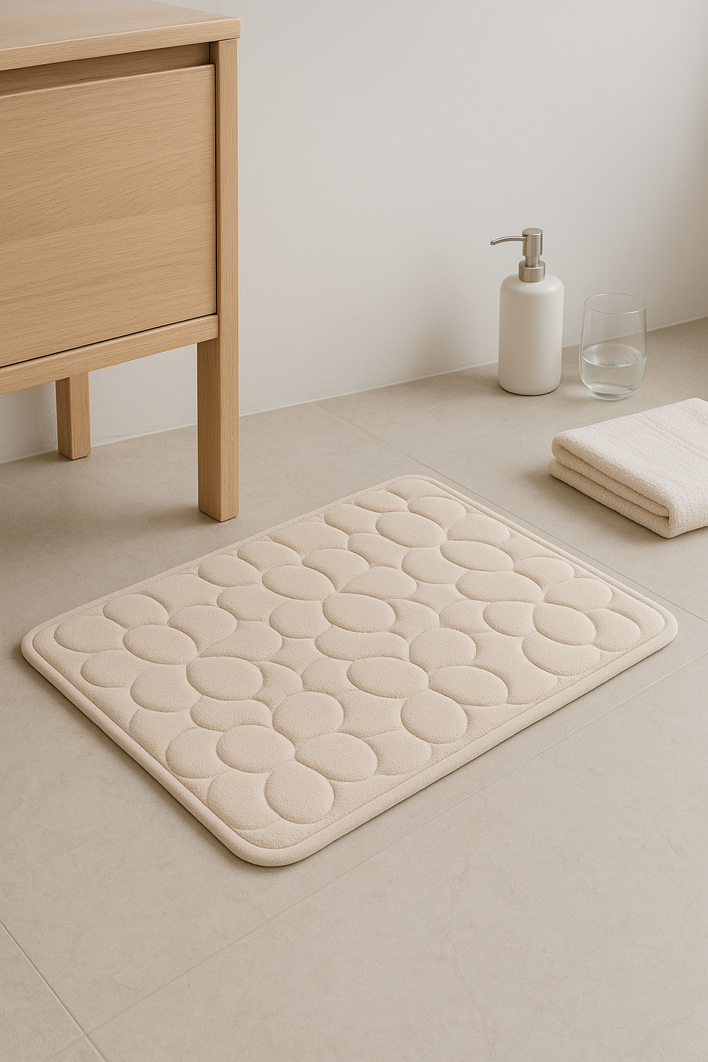 Tapis de bain mousse memoire forme floral antiderapant