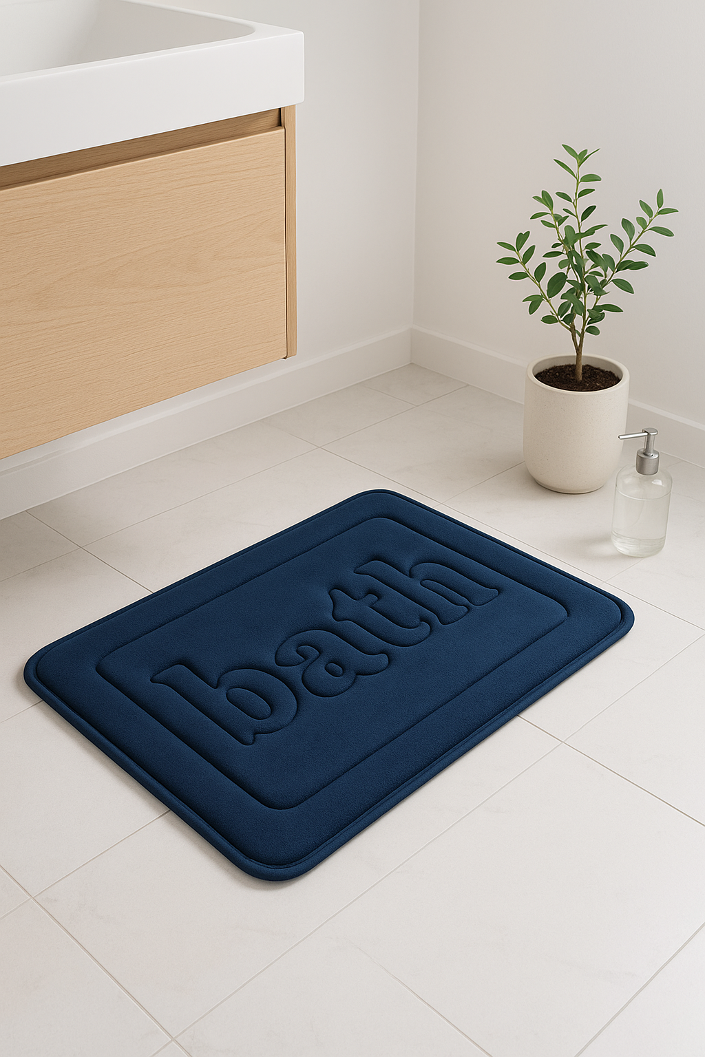 Tapis de bain velours gaufré floral antiderapant moderne