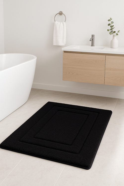 Tapis de bain velours microfibre antiderapant double cadre