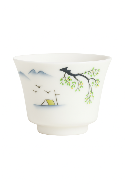 Tasse à thé céramique style chinois peinte main