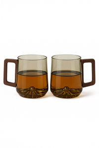 Tasse à thé verre borosilicate poignée bois maison
