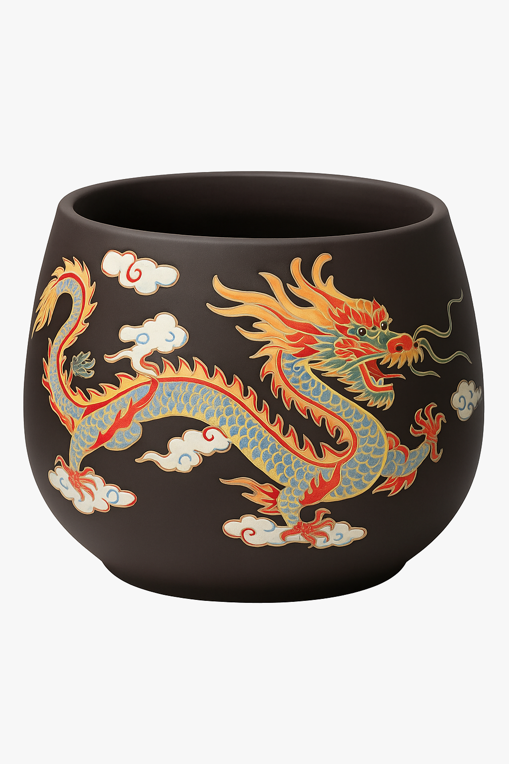 Artisan gongfu purple clay teapot with dragon and phoenix design