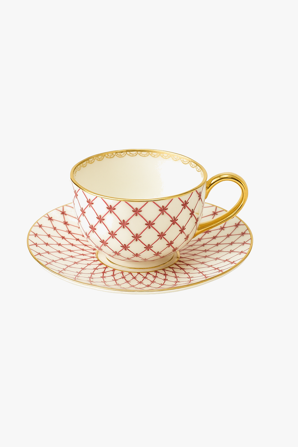 Tasse café porcelaine style nordique anse dorée