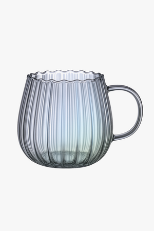 Striped borosilicate glass coffee mug 400 ml