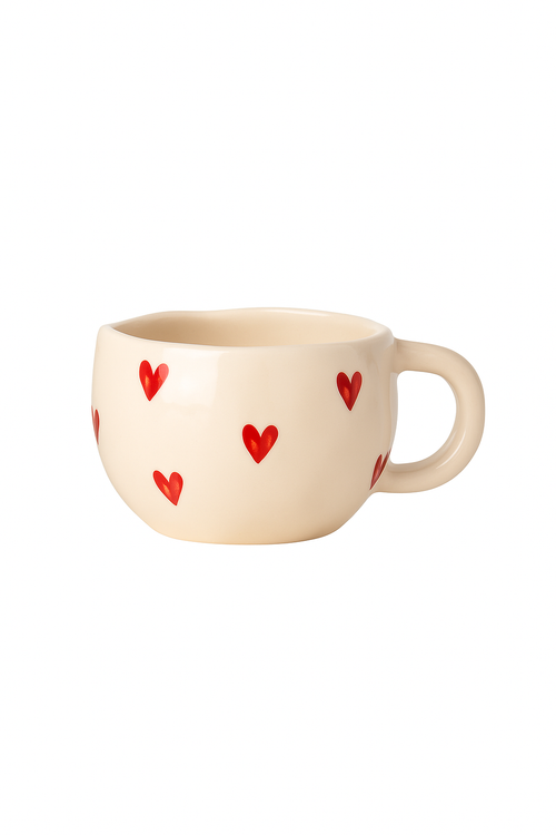 Tasse ceramique coeur amour peinte main anse cadeau