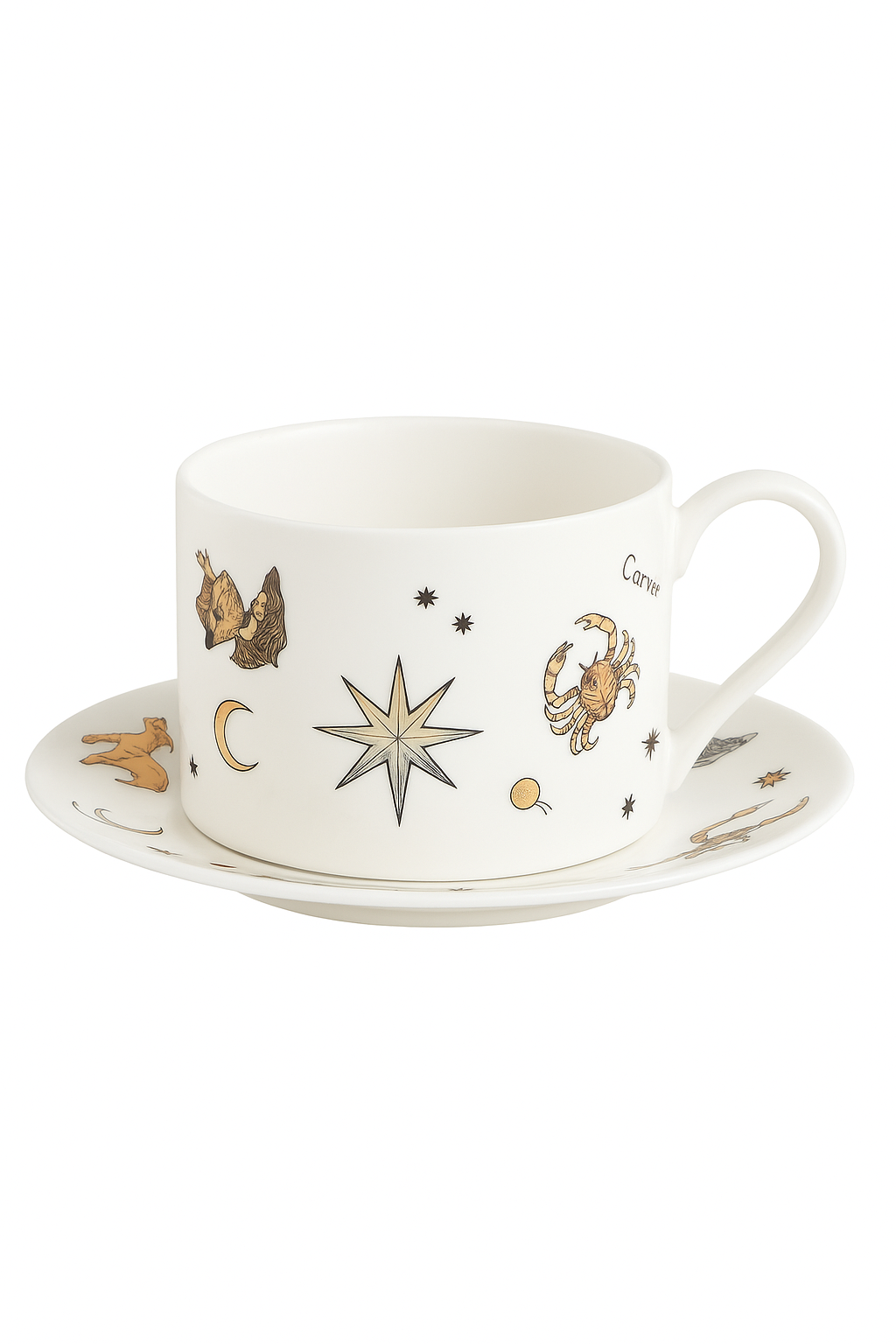 Tasse ceramique motif animal style europeen porcelaine doree - vue 2 sur 2