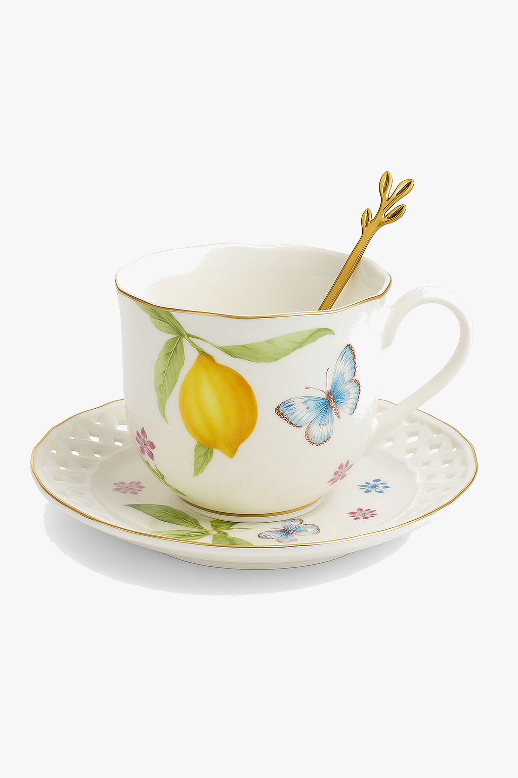 Tasse ceramique style europeen motif citron elegant