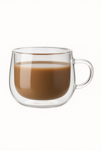 Tasse double paroi en verre avec anse isolante