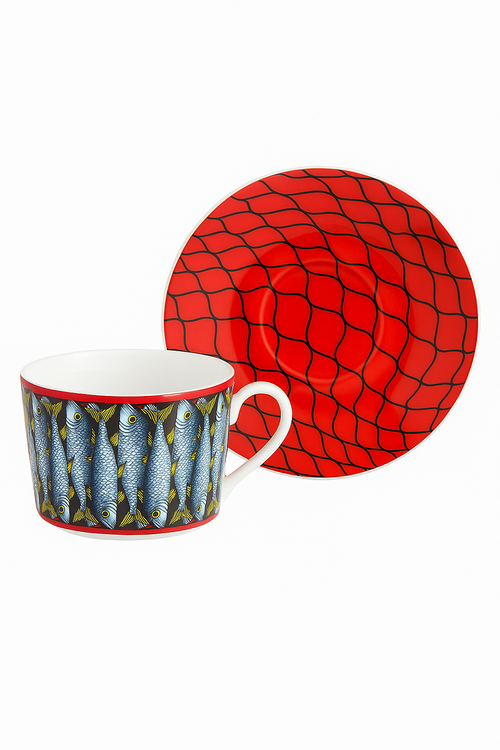Tasse en porcelaine motif visage italien décoratif bureau - vue 2 sur 2