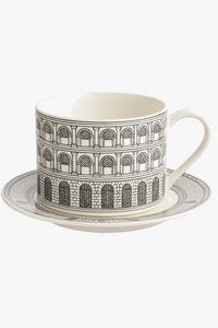 Tasse porcelaine fine motif visage italien bureau