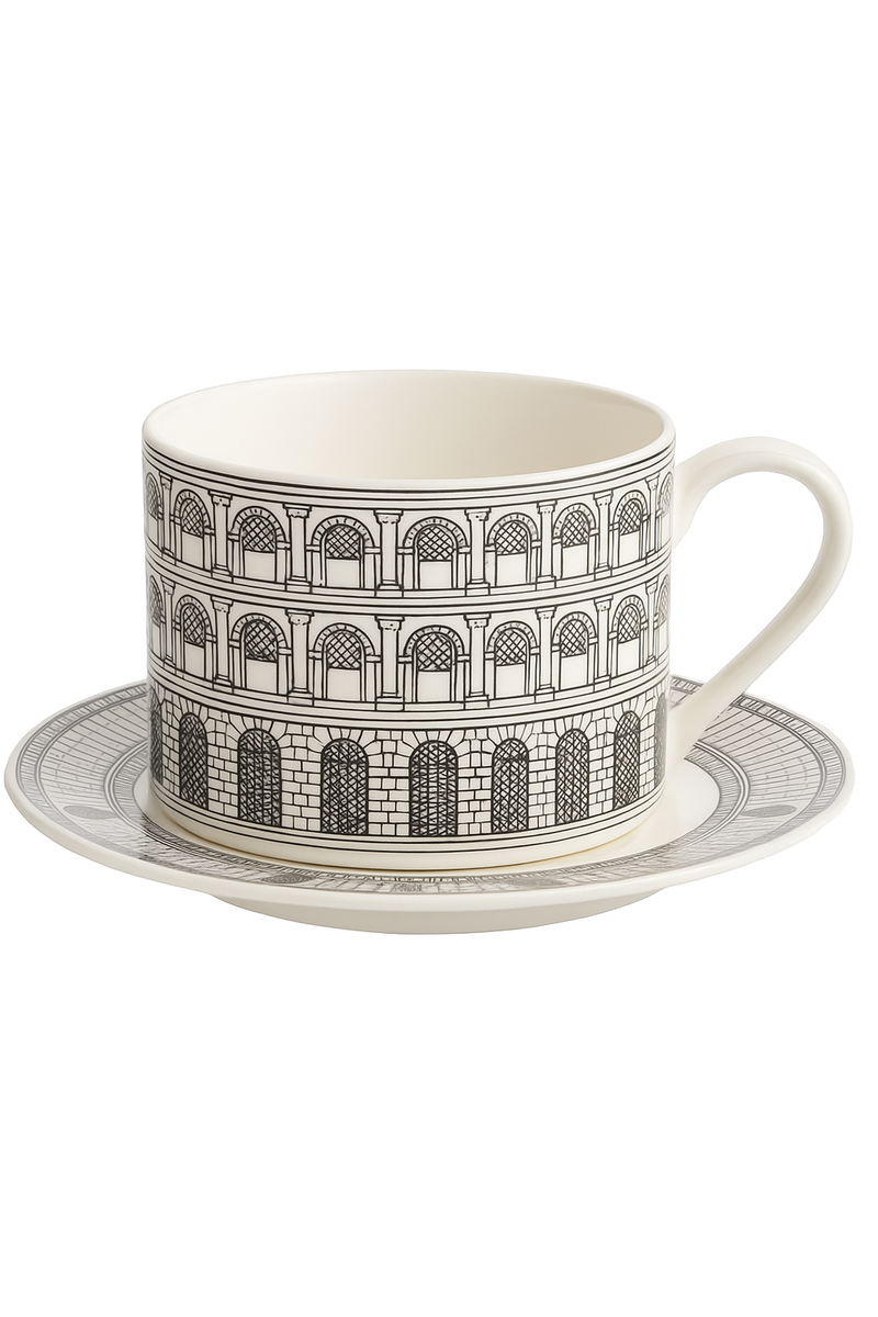 Tasse porcelaine fine motif visage italien bureau