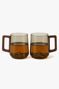 Tasse à thé verre borosilicate poignée bois maison