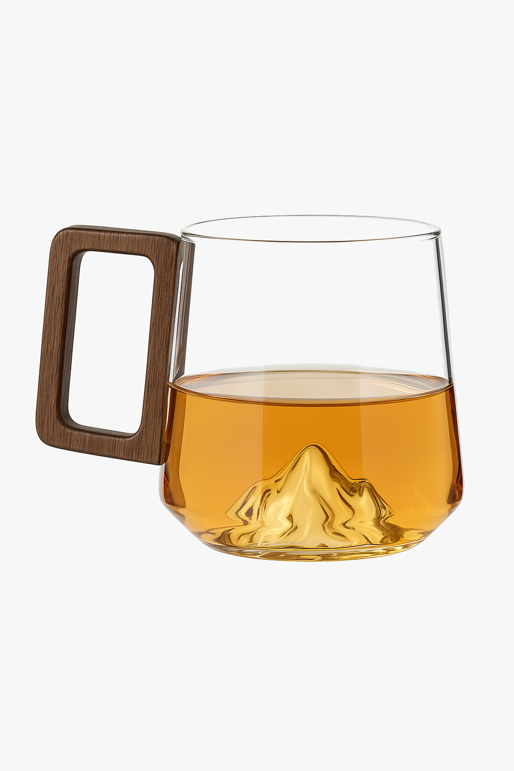 Tasse thé verre borosilicate poignée bois style minimal