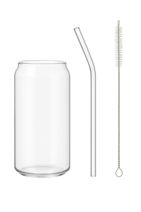 Tasse verre borosilicate forme canette avec couvercle bambou