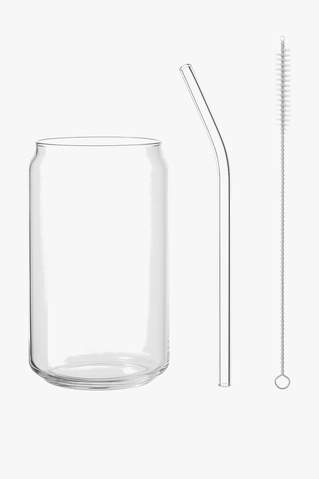 Tasse verre canette couvercle bambou paille borosilicate