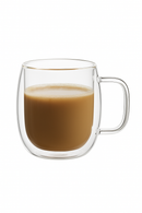 Tasse verre double paroi avec anse isolante thermique