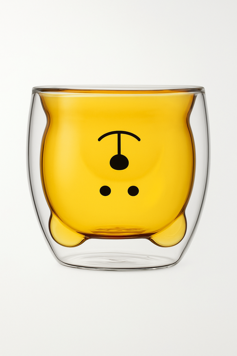 Tasse verre double paroi ours canard 3d 250ml