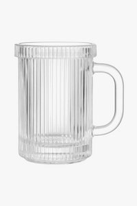 Minimalist glass mug with lid and handle