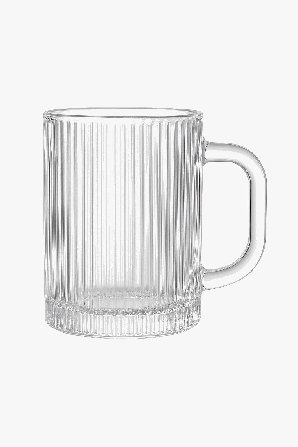 Tasse verre rayé nordique avec couvercle et anse