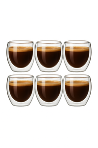 Tasses verre double paroi isolantes cafe expresso 250ml (lot de 6)