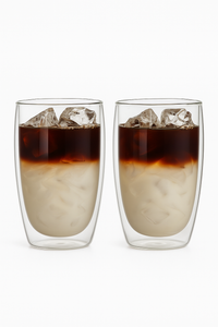 Tasses verre double paroi isothermes artisanales cafe 250-450ml (lot de 2)