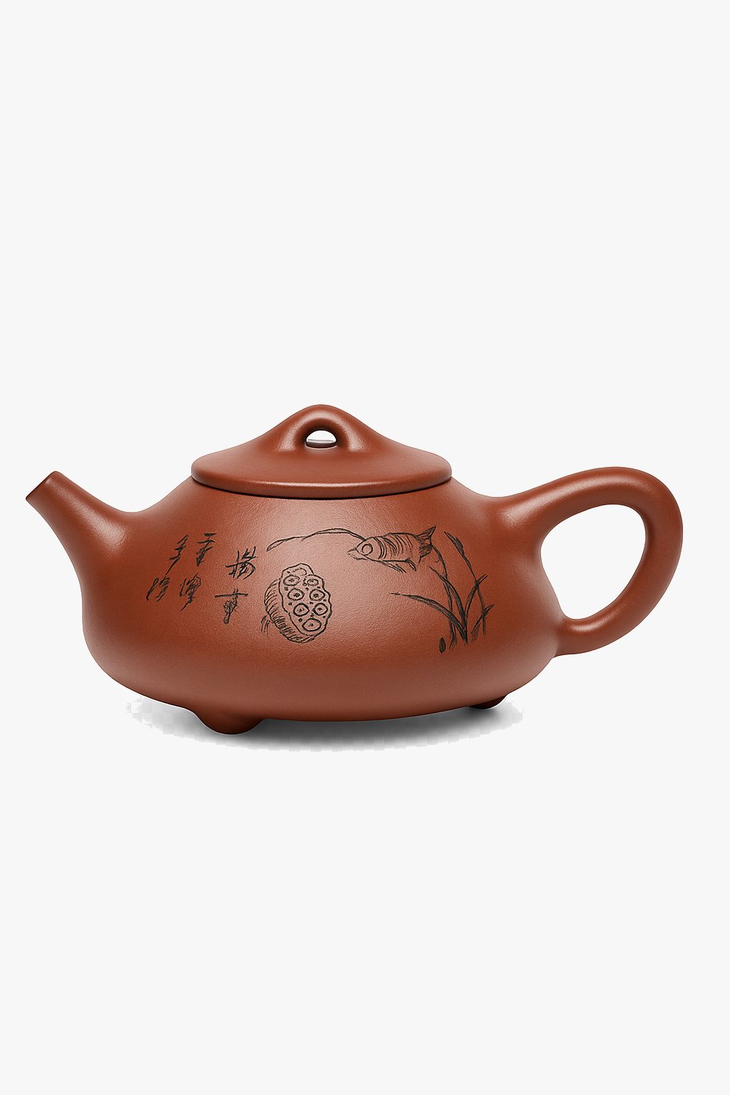 Handmade yixing gongfu teapot with lotus motif 300ml