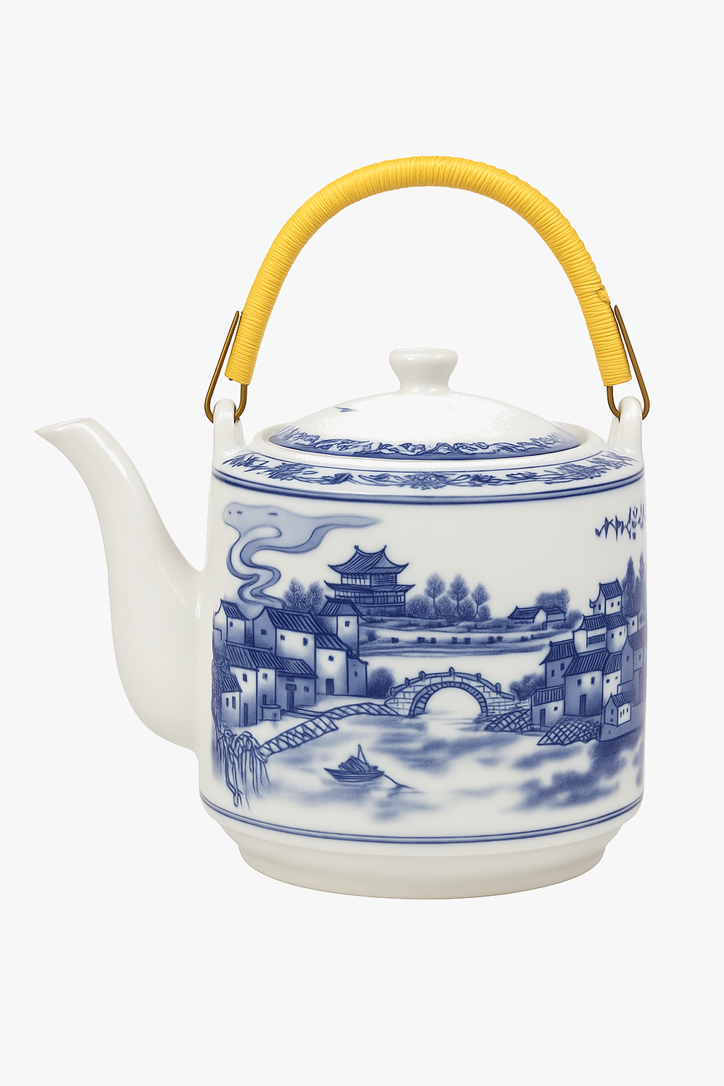 Large-capacity ceramic teapot with Chinese motifs