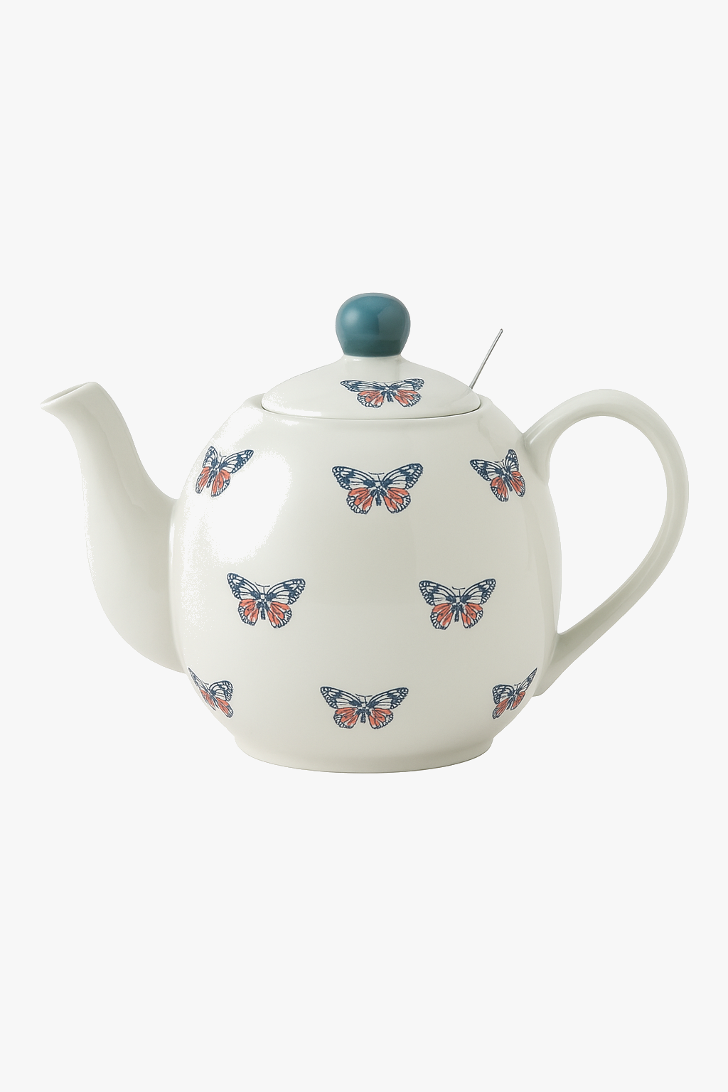 Ceramic teapot with butterfly and animal pattern and infuser 500ml
