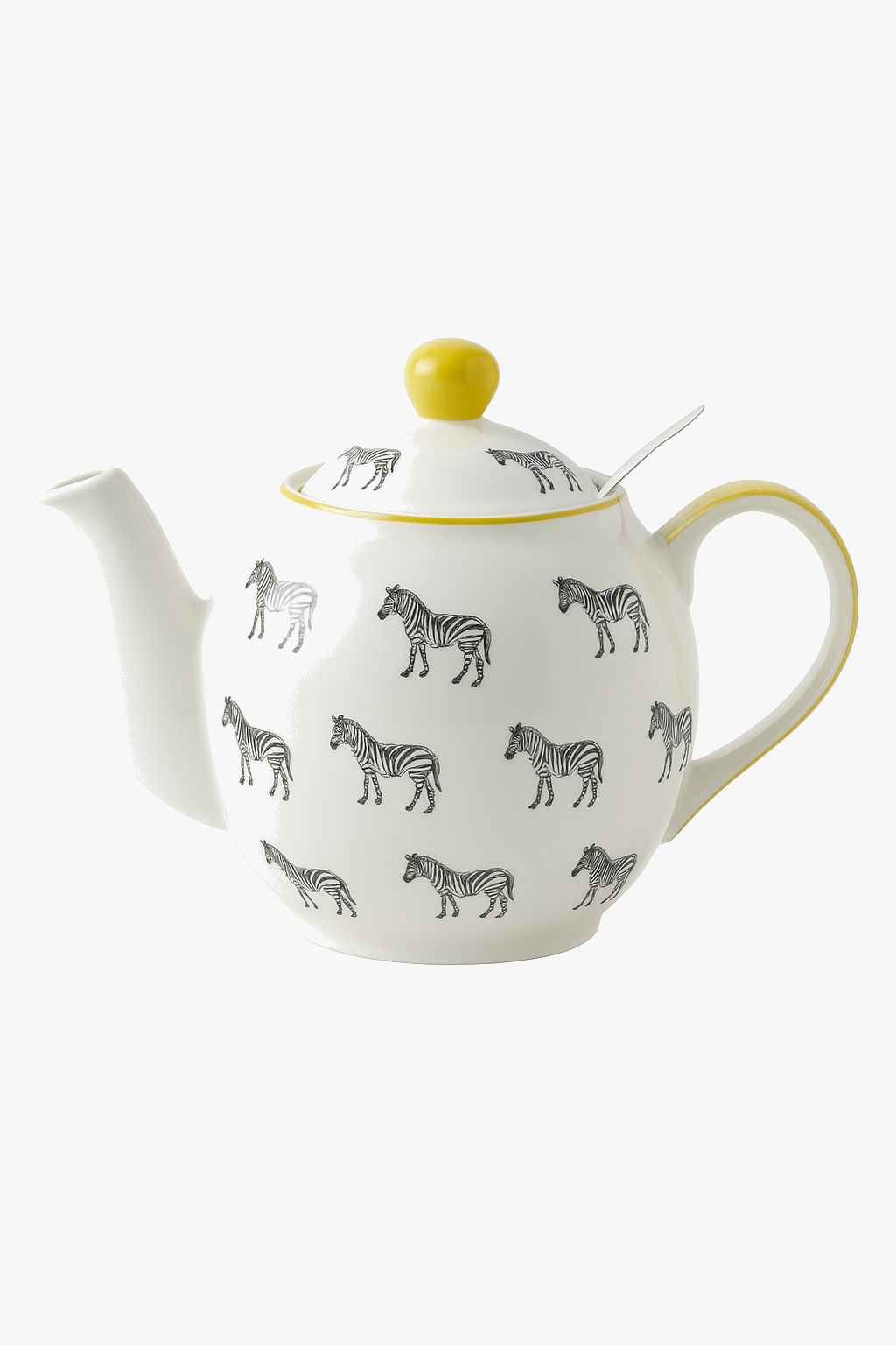 Ceramic teapot with zebra motif and stainless steel infuser