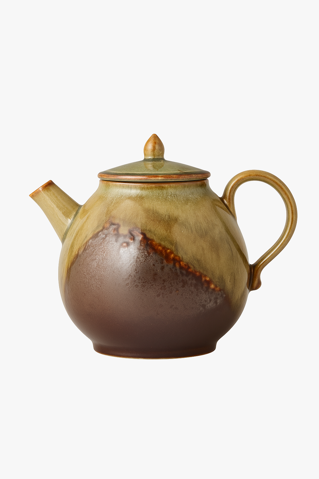 Retro glazed ceramic teapot with bowl and lid