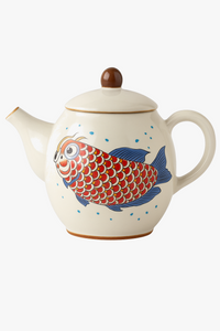 Chinese ceramic arowana teapot retro kung fu style