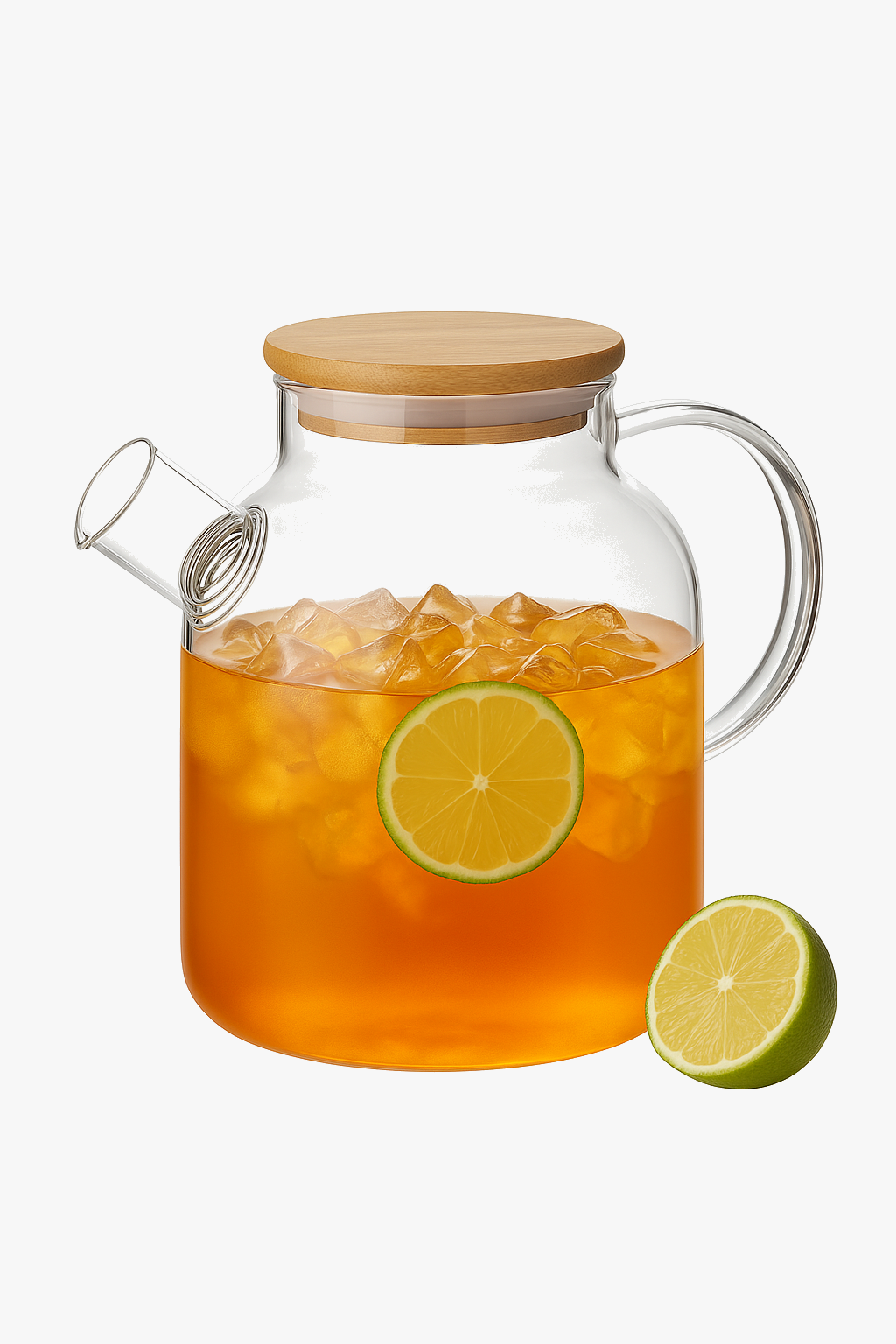 Glass teapot with removable filter and bamboo lid